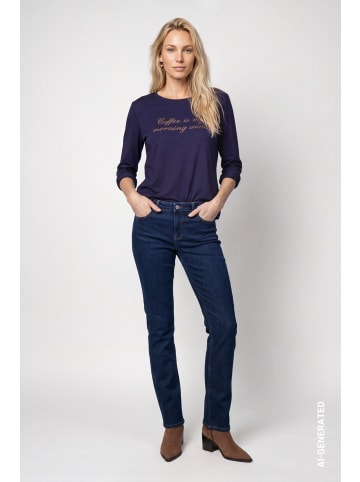 monari Langarmshirt mit Strassschriftzug in Dark Blue