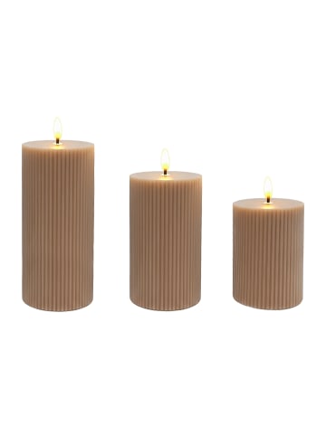 relaxdays 3 x LED Kerzen in Mocha Mousse