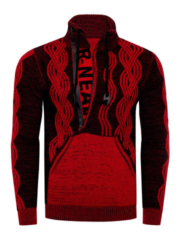 Rusty Neal 1/2 Zip Pullover im Kontrast Design  in Rot / Schwarz