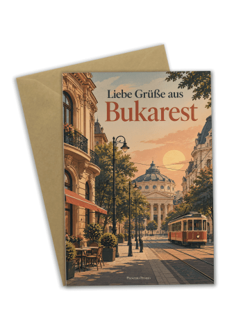 Glückwunschkarte Stadt stilvoll Design mit Spruch in Weiß