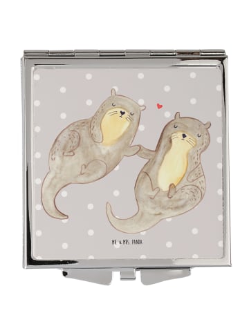 Mr. & Mrs. Panda Kleiner Spiegel Otter Hände halten ohne Spruch in Grau Pastell