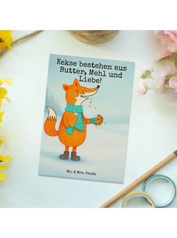 Mr. & Mrs. Panda Postkarte Fuchs Keks Design mit Spruch in Weiß