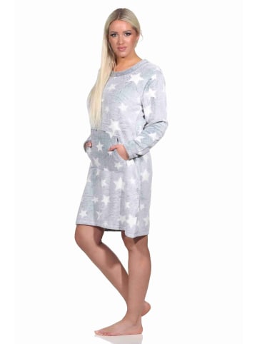 NORMANN langarm Nachthemd Bündchen Sterne Coralfleece - 76768 in blau