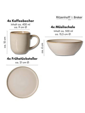 Ritzenhoff & Breker 12er Set Frühstücks-Set Olivia in beige