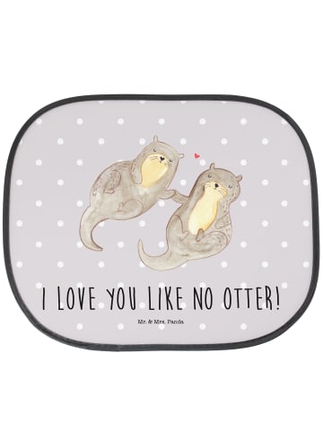 Mr. & Mrs. Panda fenster sonnenschutz Otter Hände halten mit Spruch in Grau Pastell