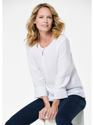 GOLDNER Viskosebluse mit 3/4-Ärmeln, Rundhals in weiß