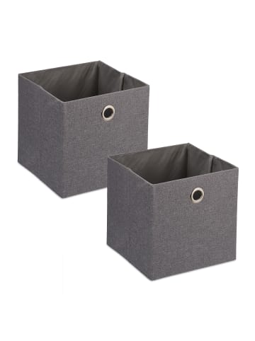 relaxdays 2 x Aufbewahrungsbox in Grau - (B)30,5 x (H)30,5 x (T)30,5 cm