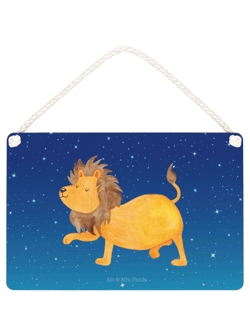 Mr. & Mrs. Panda Schild Sternzeichen Löwe ohne Spruch in Sternenhimmel Blau