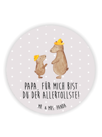 Mr. & Mrs. Panda Rund Magnet Bären mit Hut mit Spruch in Grau Pastell