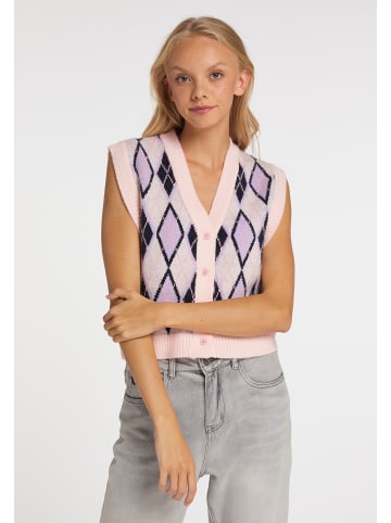 myMo Damen Strickweste in Rosa Mehrfarbig