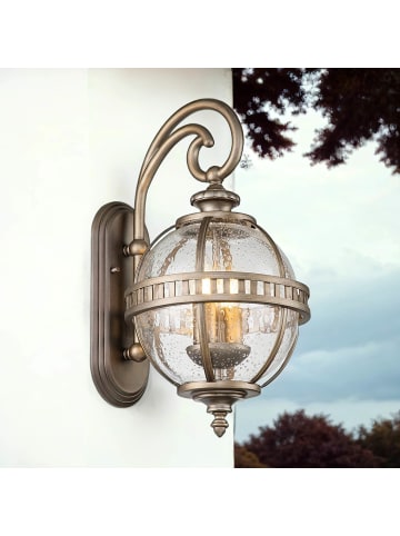 Licht-Erlebnisse Außen Wandlampe (B)25.4 x (H)48.9 cm in Bronze brüniert Transparent