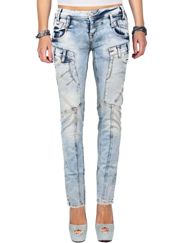 Cipo & Baxx Damen Slim Fit Jeans Stonewashed in Blue