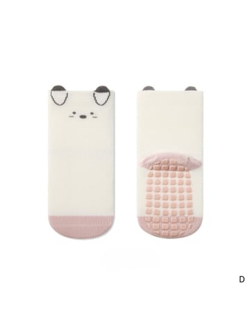MUNADUNA 5er-Pack weiße Bodensocken mit niedlichen kleinen Ohren