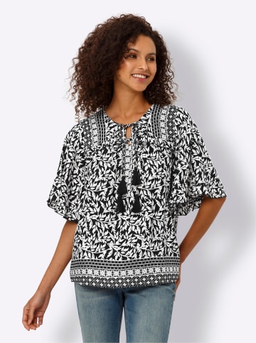 Heine Druckbluse in schwarz-beige-bedruckt