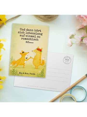 Mr. & Mrs. Panda Postkarte Füchse Hochzeit Design mit Spruch in Weiß