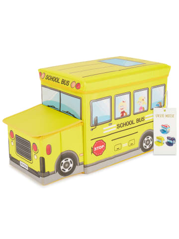 Bieco Spielwaren Aufbewahrungsbox mit Deckel Kinder Schulbus in Gelb