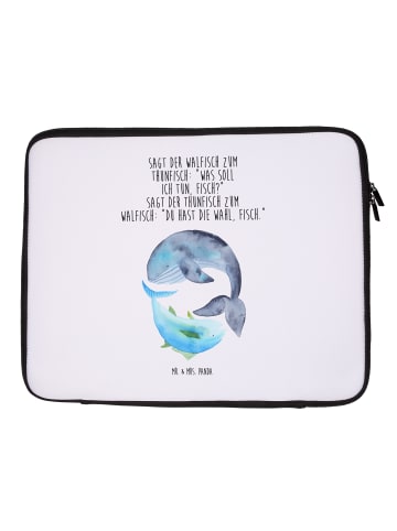 Mr. & Mrs. Panda Notebook Tasche Walfisch Thunfisch mit Spruch in Weiß