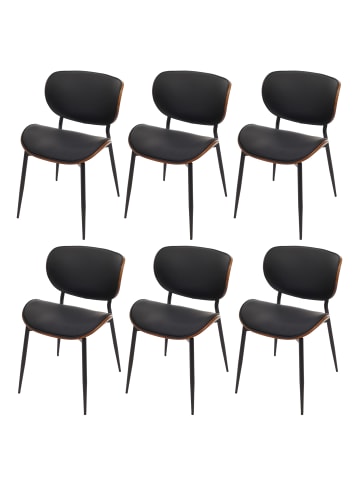 MCW 6er-Set Esszimmerstuhl O45, Walnuss-Optik, schwarz