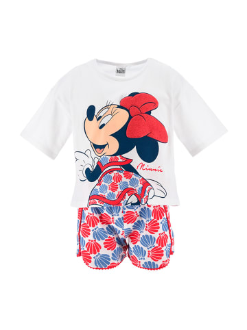 Disney Minnie Mouse 2tlg. Outfit: Sommer-Set T-Shirt und Short in Weiß