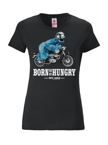 Logoshirt T-Shirt Sesamstraße - Krümelmonster Motorrad in schwarz