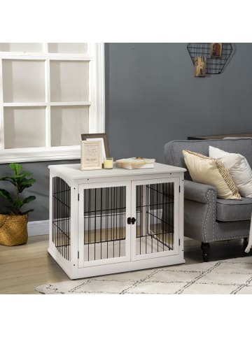 Pawhut Hundekäfig Weiß L58,5 x B81 x H66 cm