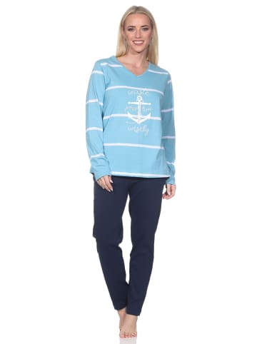 NORMANN Langarm Pyjama Schlafanzug Maritimer Look 125 90 920 in hellblau