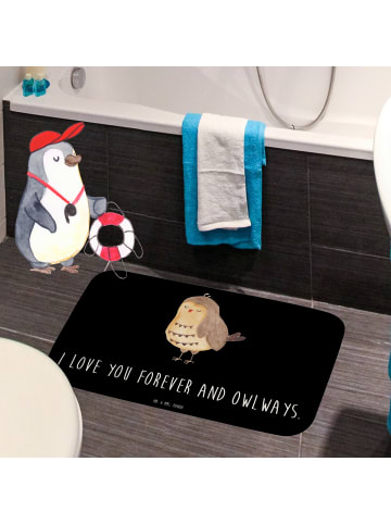 Mr. & Mrs. Panda badezimmervorleger Eule Zufrieden mit Spruch in Schwarz