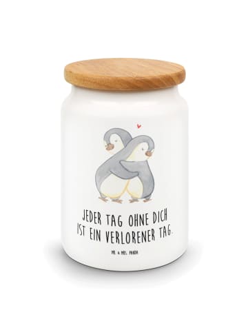 Mr. & Mrs. Panda Vorratsdose Pinguine Kuscheln mit Spruch in Weiß