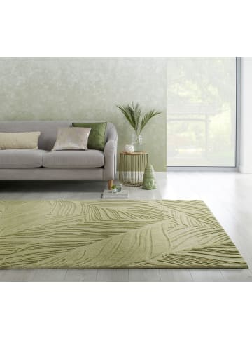 KADIMA DESIGN Handgetufteter Teppich aus 100% Wolle in beruhigenden Farben in Grün-Beige