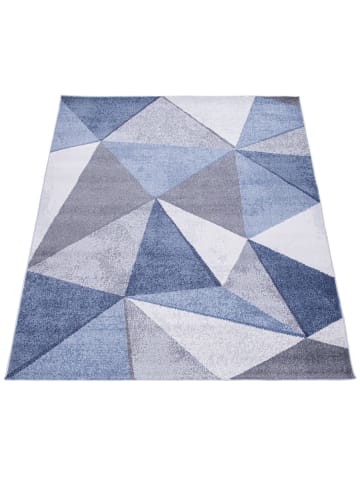 KADIMA DESIGN Teppich Kurzflor Geometrisch Wohnzimmer in Blau