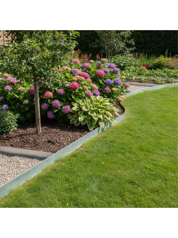 relaxdays 5 x Rasenkante in Silber  - (B)100 x (H)15 cm