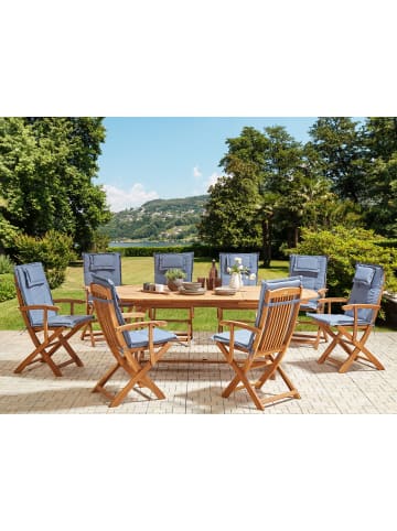 Beliani 9-tlg Gartentisch Set MAUI II in Braun/Blau