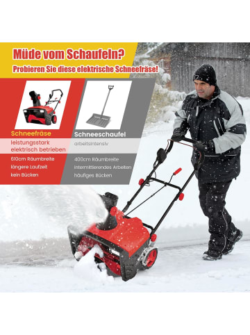 COSTWAY Elektro-Schneefräse in Rot