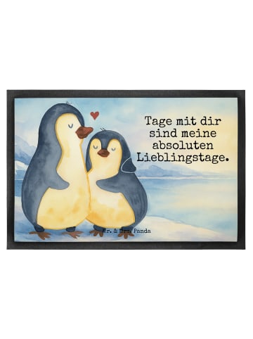 Mr. & Mrs. Panda Schmutzfänger Pinguin umarmen Design mit Spruch in Weiß