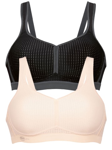 Anita 2er Pack Sport BH ohne Bügel Performance in schwarz-anthrazit smart rose