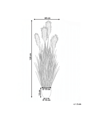 Beliani Kunstpflanze PAMPAS GRASS in Grün/Beige/Schwarz - (W) 60 x (H) 120 x (L) 60 cm