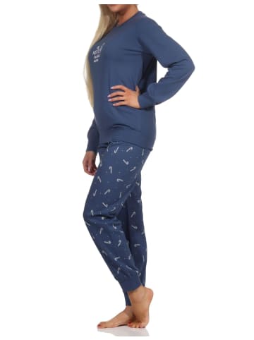 NORMANN Schlafanzug Weihnachten langarm Bündchen - 88722 in navy