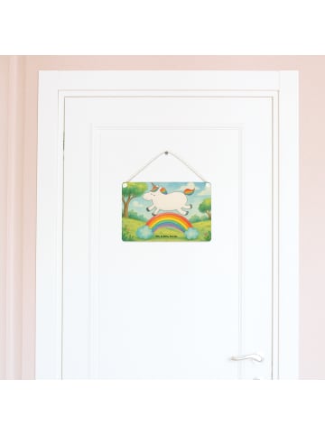 Mr. & Mrs. Panda Schild Einhorn Regenbogen Design ohne Spruch in Weiß