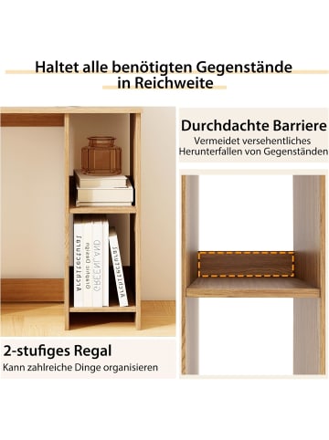 COSTWAY Kleiner Schreibtisch mit 2 Fächern in Hellbraun
