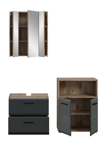ebuy24 Badmöbelset Ice (3-teilig) Schwarz 135 x 30 cm