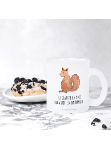 Mr. & Mrs. Panda Pott Einhorn Glauben mit Spruch in Transparent