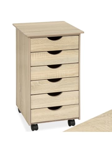 tectake Rollcontainer  einfache Montage, 36 x 40 x 65 cm, Holz hell, Eiche Sonoma
