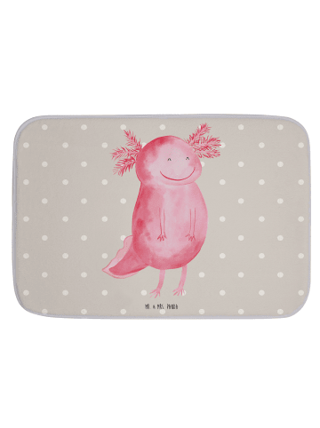 Mr. & Mrs. Panda Fußmatte Bad Axolotl Glücklich ohne Spruch in Grau Pastell