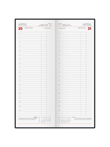 BRUNNEN Vormerkbuch 785 10,8x29,7cm 1 Tag/Seite Deckenband rot 2027