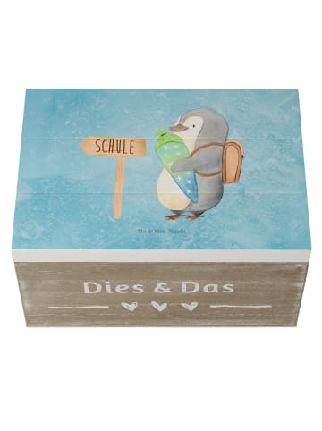 Mr. & Mrs. Panda Erinnerungskiste Pinguin Schultüte ohne Spruch in Eisblau
