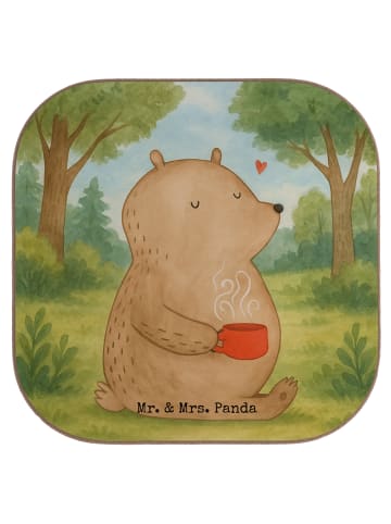 Mr. & Mrs. Panda weinuntersetzer Bär Kaffee Design ohne Spruch in Weiß