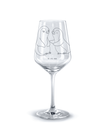 Mr. & Mrs. Panda glas für rotwein Pinguine trösten ohne Spruch in Transparent