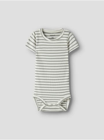 name it Kurzarm Body 3er-Set Gestreift Rundhals Bequem in Grün