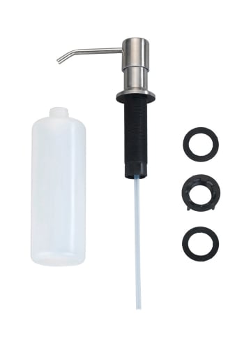 Wenko Seifenspender in MONTI-Arbeitsplatte, 400 ml in Silbern, 5,8 x 31 x 5,8 cm