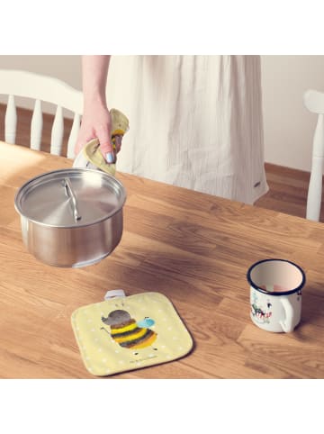 Mr. & Mrs. Panda Topfuntersetzer Hummel flauschig ohne Spruch in Gelb Pastell